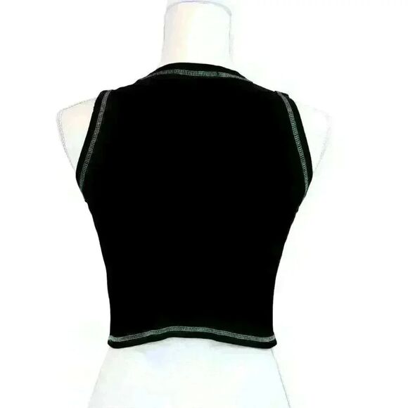 Brandy Melville Black and Green Embroidered Conor Dragon Cropped Tank Top SIze S - Picture 7 of 7